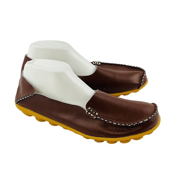 VenusCelia Shoes - Womens 12 VenusCelia Loafers Brown Leather Natural Comfort Walking Slip On Shoes